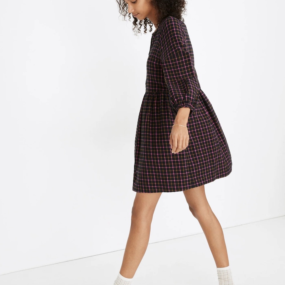 ✨ Madewell Black and Red Buttoned Sundress with 3/4 Sleeves - Picture 2 of 4